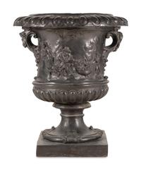 A Pair of English Lead Allegorical Garden Urns