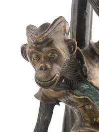 A Pair of Bronze Monkey Candlesticks Mounted as Lamps