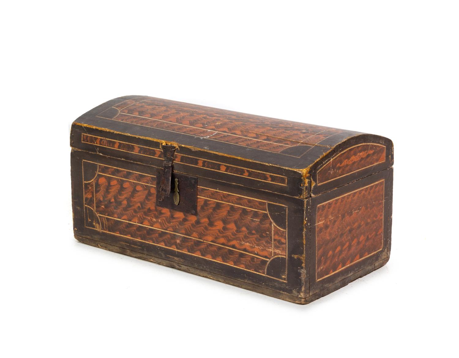 A Federal Grain Painted Maple Dome-Top Box