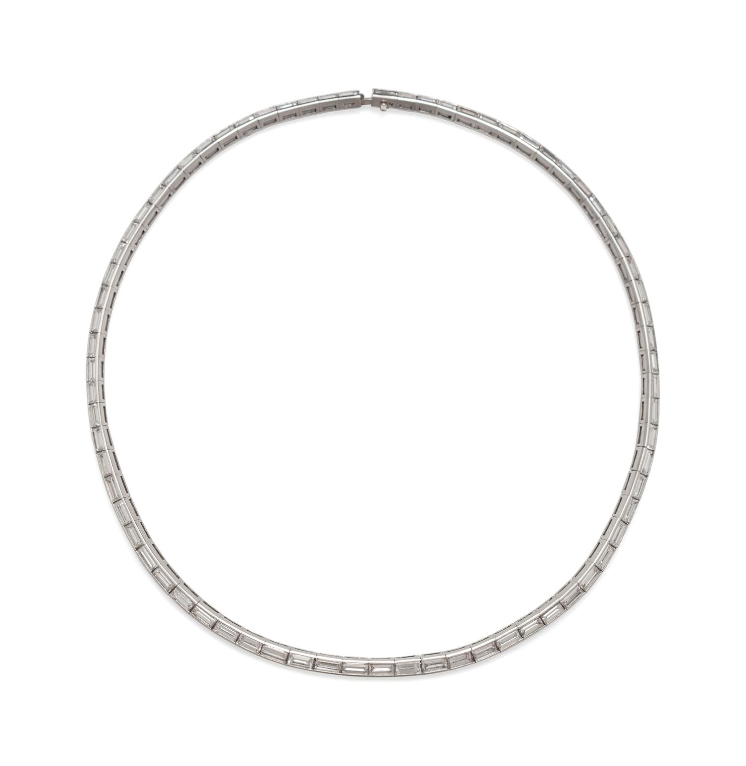 A Platinum and Diamond Riviera Necklace,