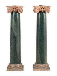 A Pair of Faux Painted Marble Pedestals