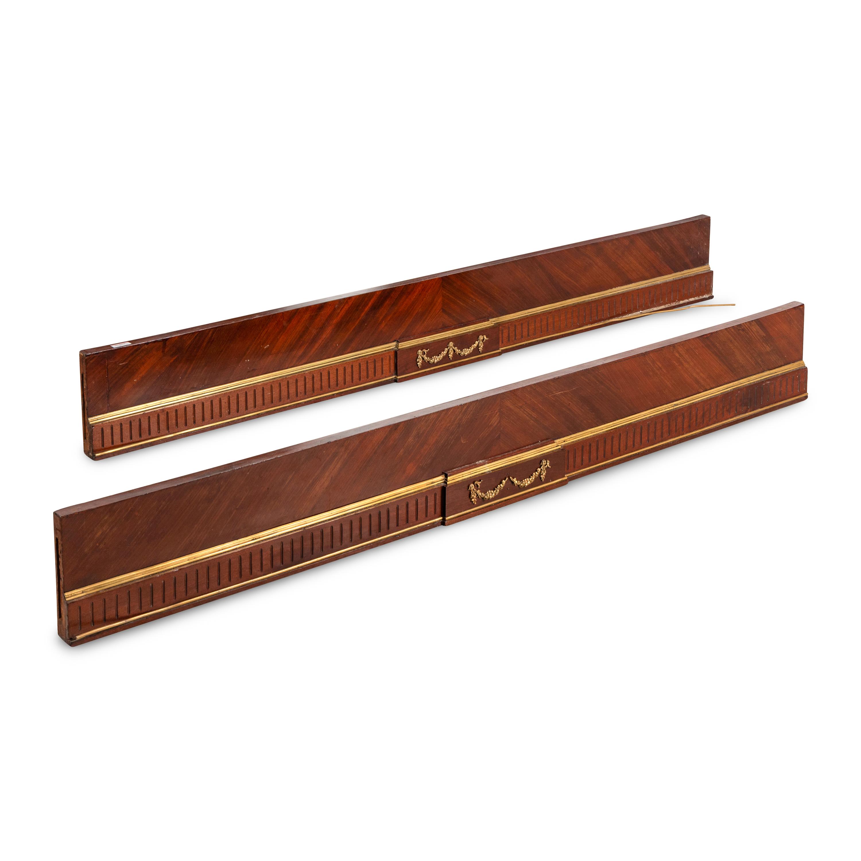 A Louis XVI Style Mahogany, Parquetry and Gilt Bronze Mounted Bed