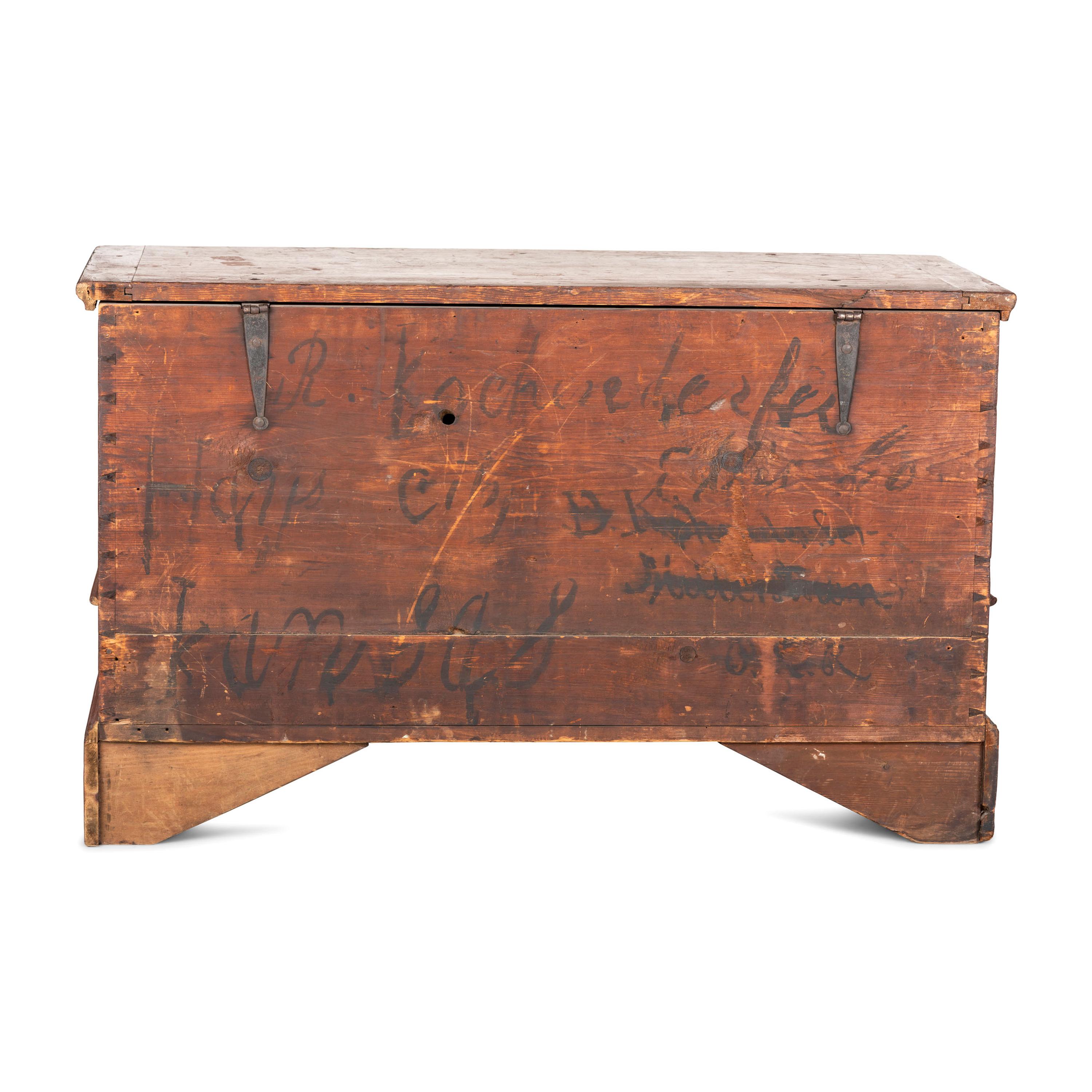 A Chippendale Red-Painted Pine Two-Drawer Blanket Chest