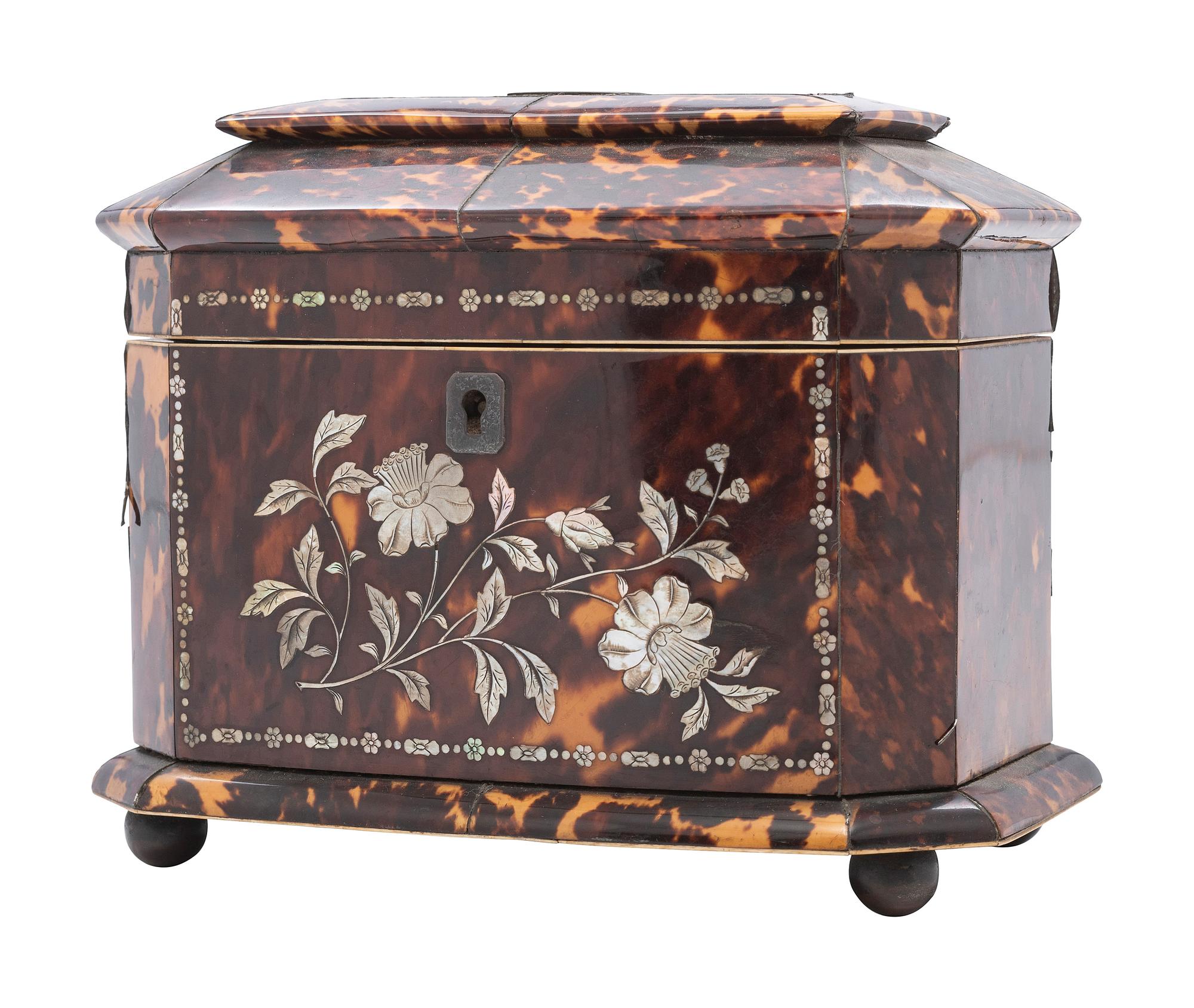 A Georgian Tortoiseshell Tea Caddy