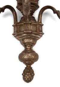 A Pair of Napoleon III Style Silvered Bronze Five-Light Sconces