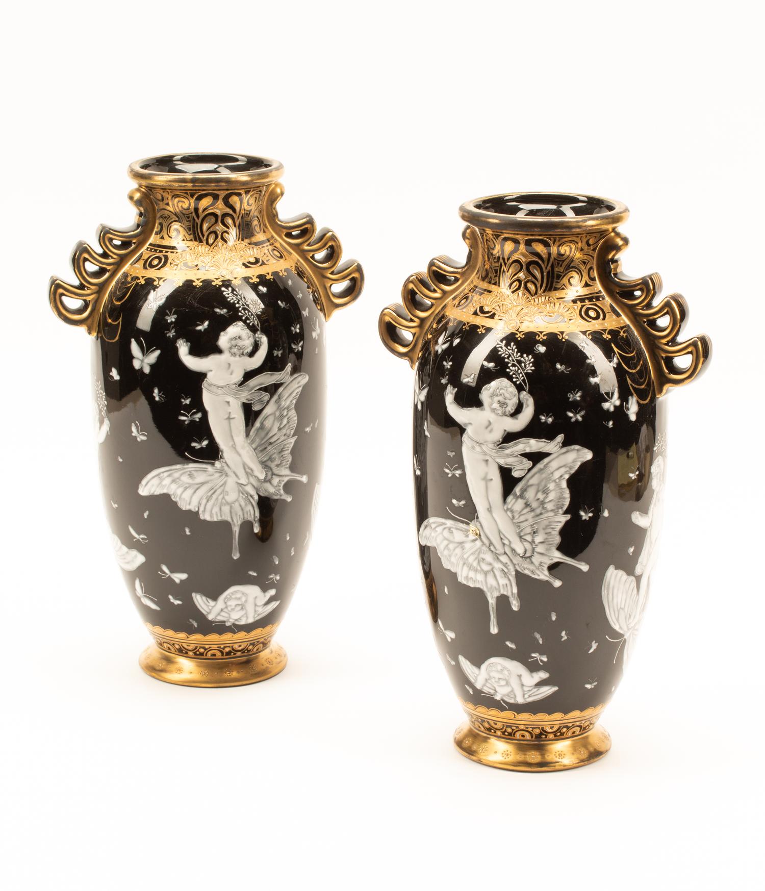 A Pair of Minton Style Porcelain Vases