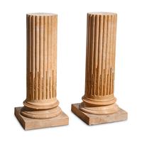 A Pair of Fluted Marble and Gilt Bronze Mounted Pedestals