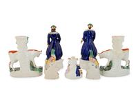 A Group of Seven English Staffordshire Figures — 19TH CENTURY