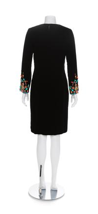 Kiki Hart Black Velvet Dress With Jeweled Cuffs, 1960-70s Size label: 6