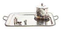 A Group of Silver and Silverplate Articles Tray width 16 1/2 x length 26 inches