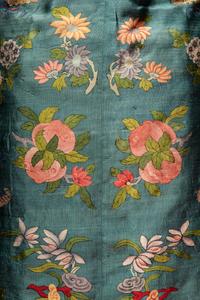 A Jade Green Ground Kesi Silk Lady's Robe, Cheongsam