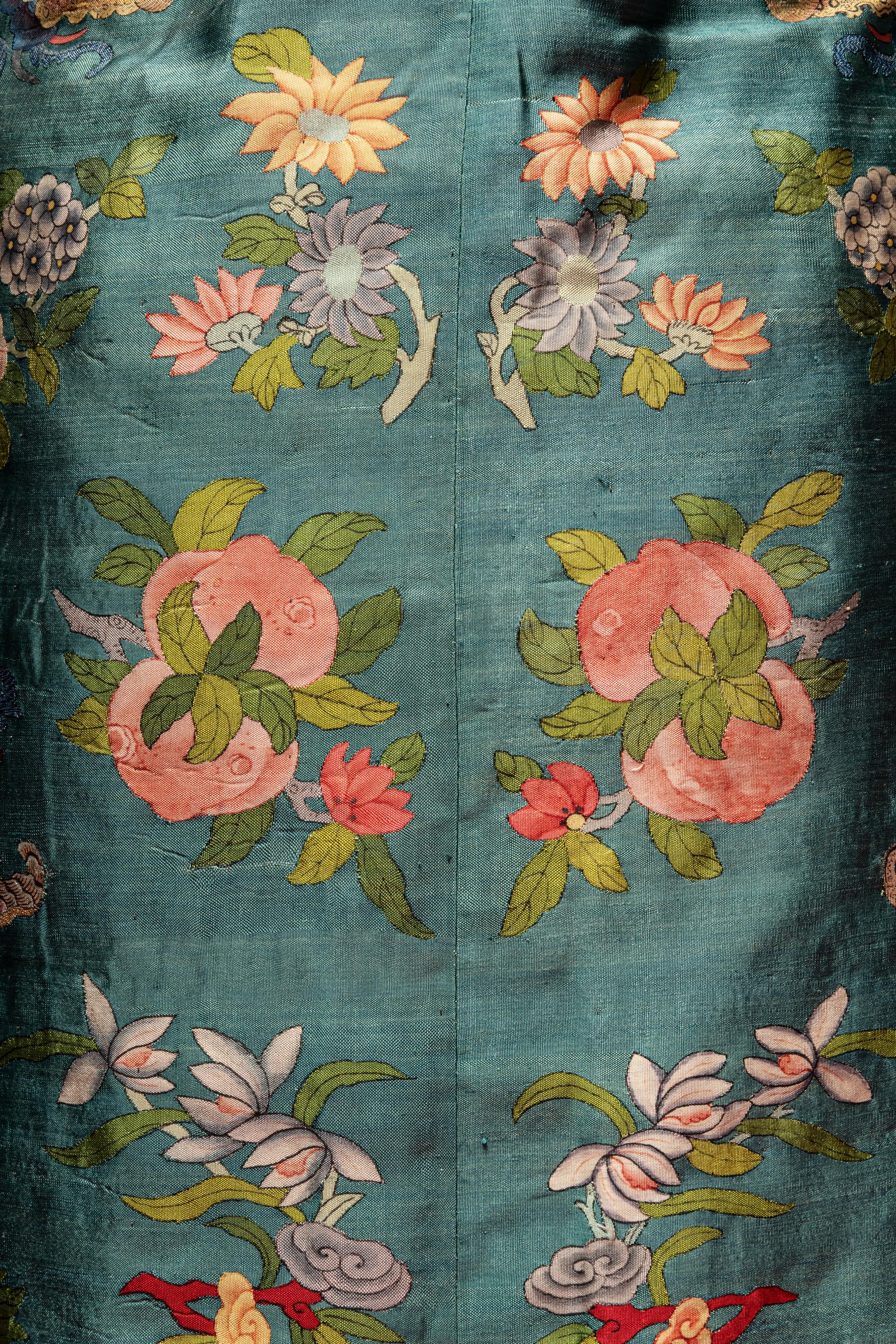 A Jade Green Ground Kesi Silk Lady's Robe, Cheongsam