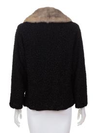 A Black Persian Lamb Jacket with Fur Collar, No size.