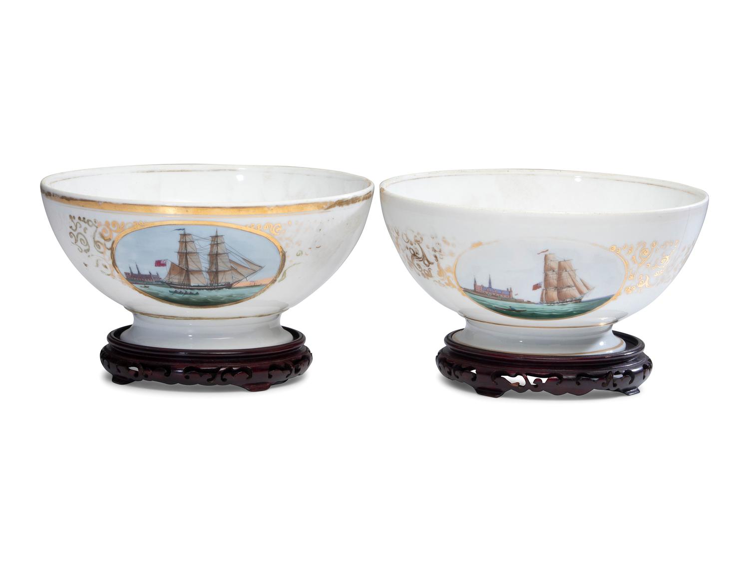 Five Parcel Gilt Porcelain Articles