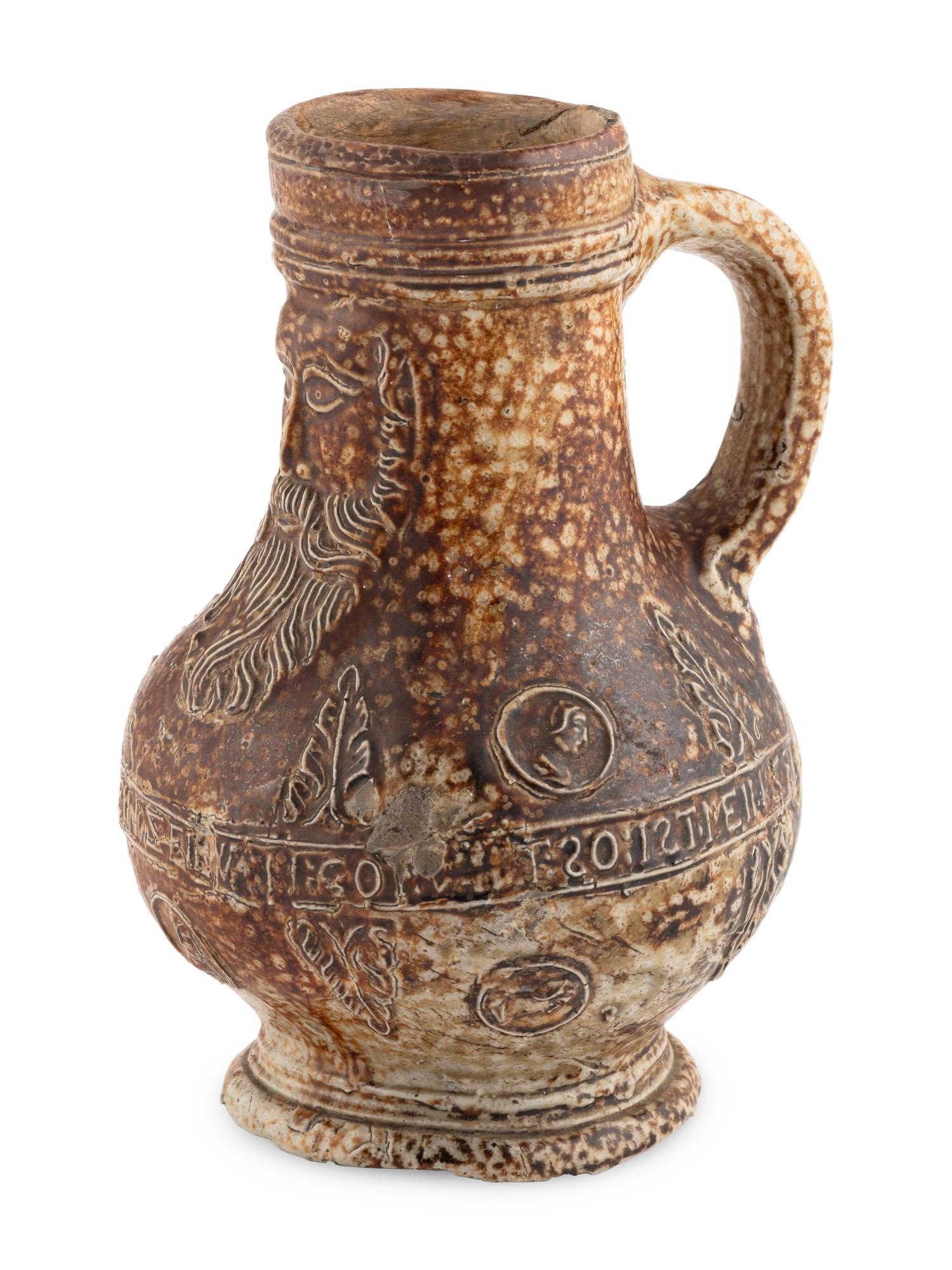A Rhenish Salt-Glazed Stoneware Bartmannskrug