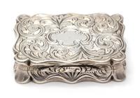 A Victorian Silver Vinaigrette, William & Edward Turnpenny, Birmingham, 1845, the case worked with foliate volute decoration, the lid c