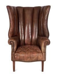 A George III Style Pleather Upholstered Wing Chair