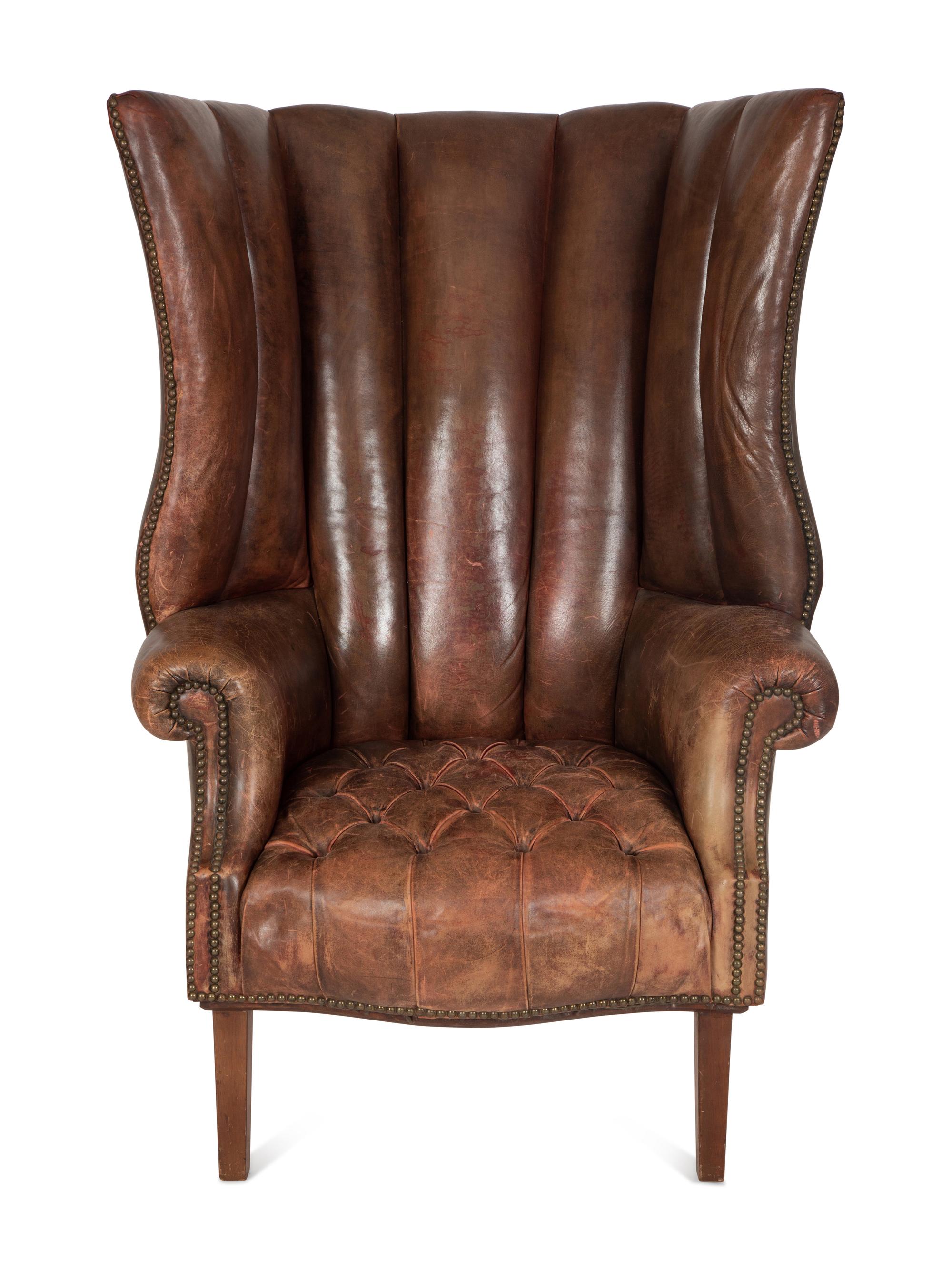 A George III Style Pleather Upholstered Wing Chair