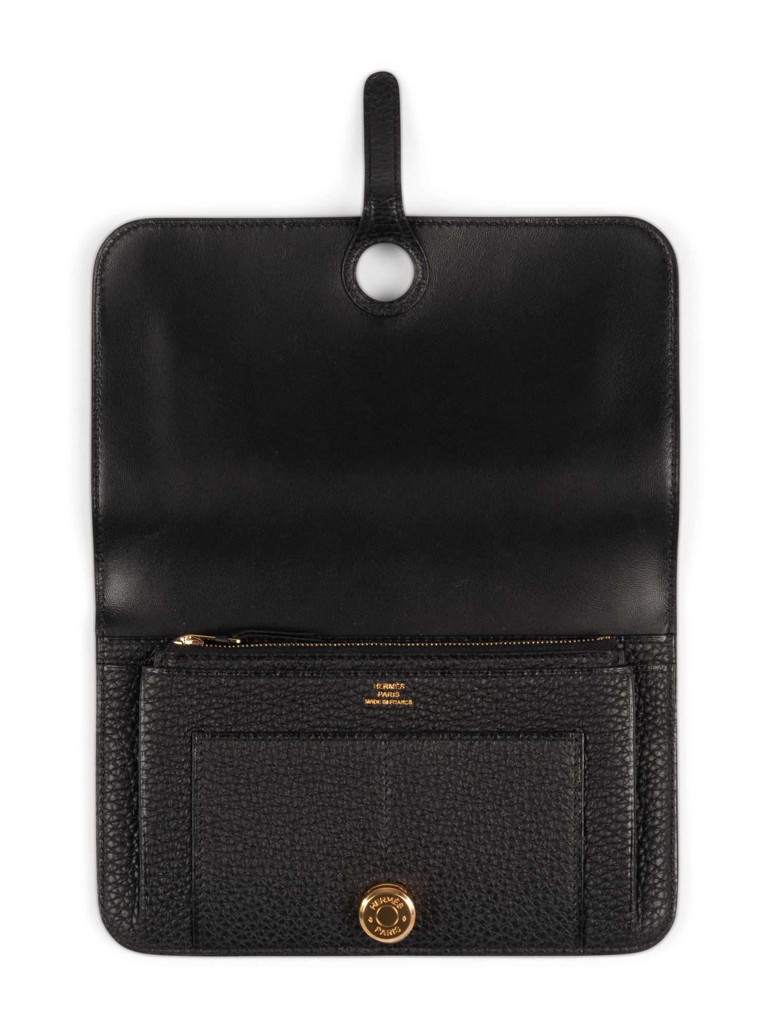 Hermès Black Leather Wallet, 2012 and Hermès Shearling Gloves