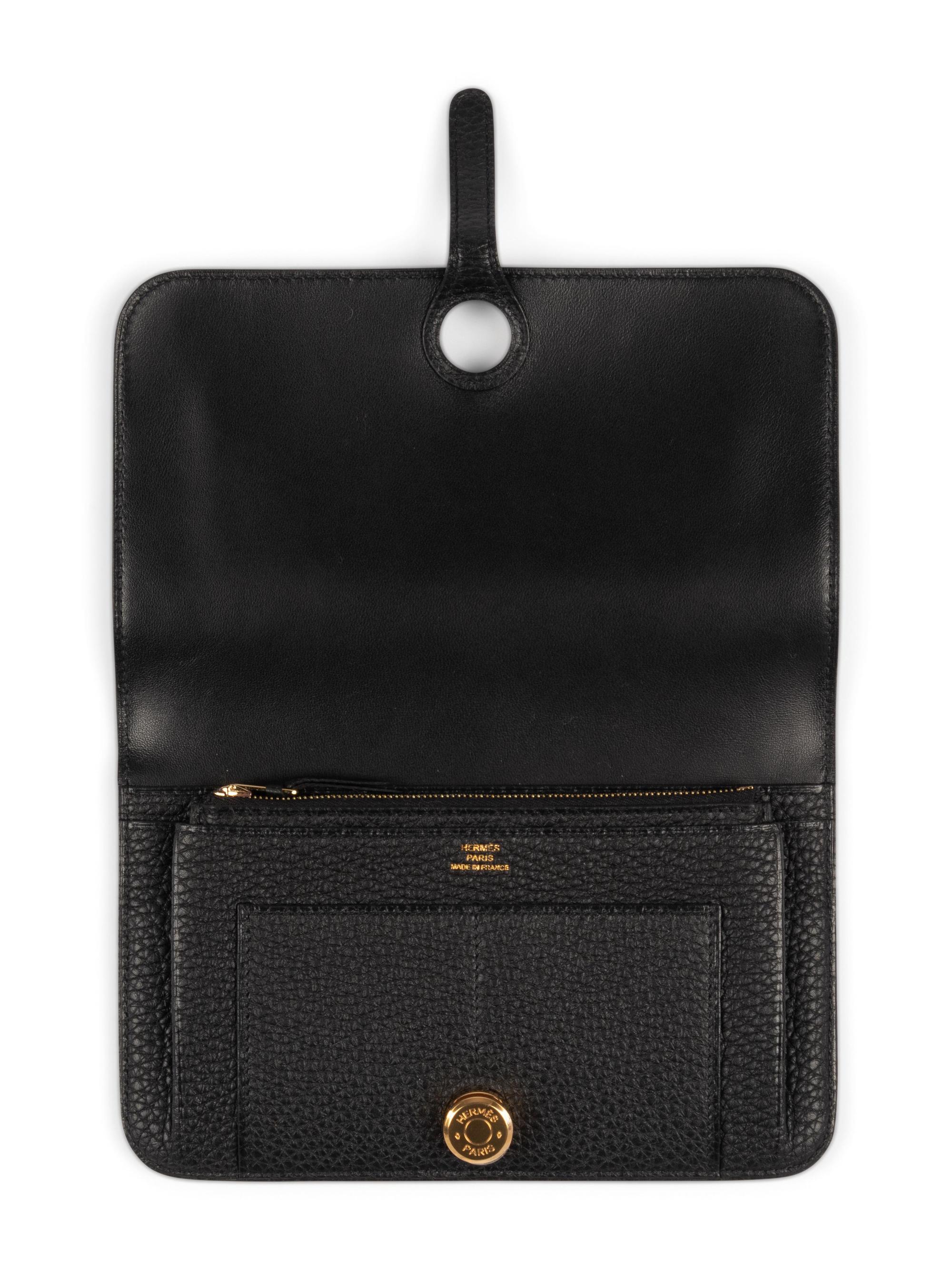 Hermès Black Leather Wallet, 2012 and Hermès Shearling Gloves