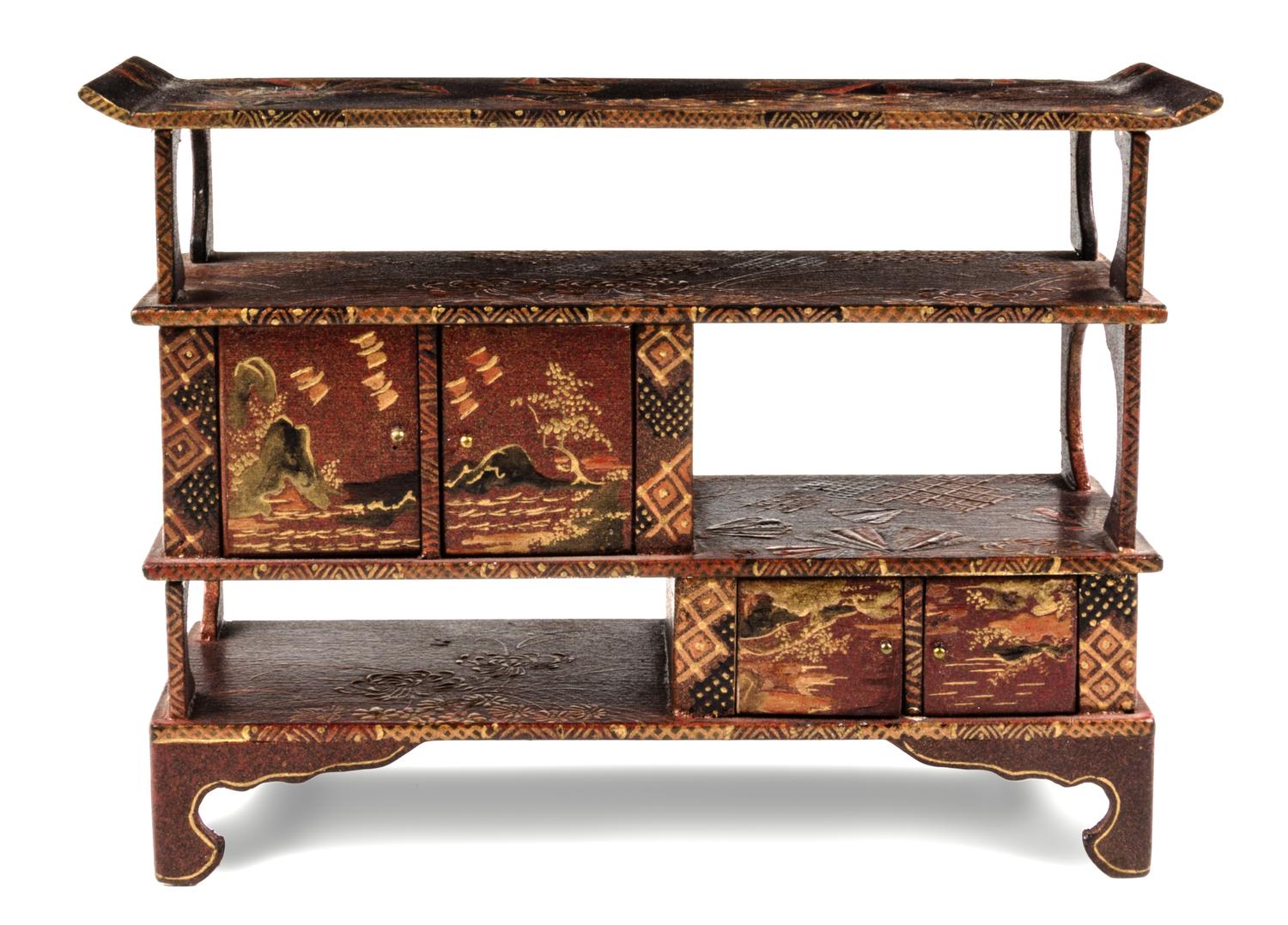 A Japanese Style Display Cabinet Height 4 1/8 x width 5 7/8 x depth 2 1/8 inches. — Natasha Beshenkovsky, 1982