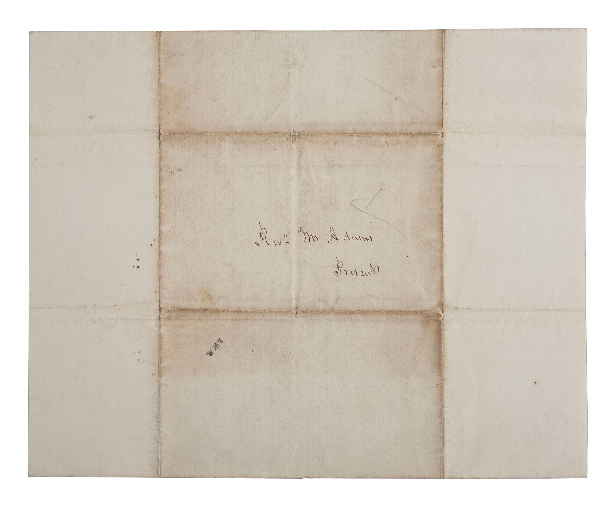 [RELIGION -- RACISM]. Autograph letter signed ("More than One"), to Rev. Henry ADAMS. Louisville, KY, 10 June 1843. Threatening letter to Black reverend and founder of Fifth Street Baptist Church.