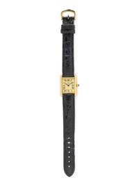 CARTIER, GOLD VERMEIL 'MUST DE CARTIER TANK' WATCH, BOX & PAPERS