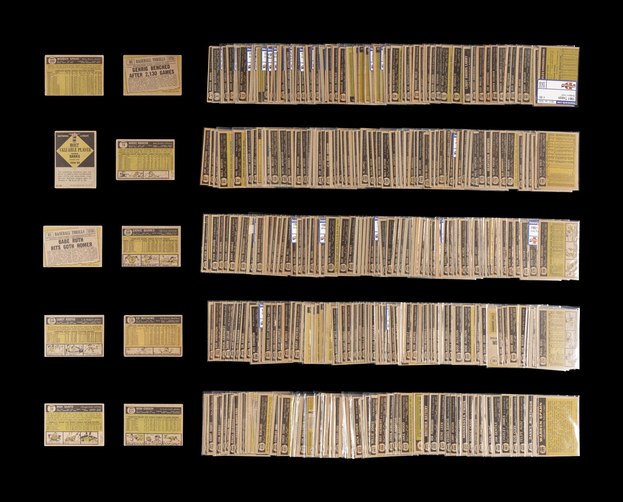 A Shoebox Collection of Over 350 1961 Topps Baseball Cards Including Ron Santo Rookie and Multiple Hall of Famers,