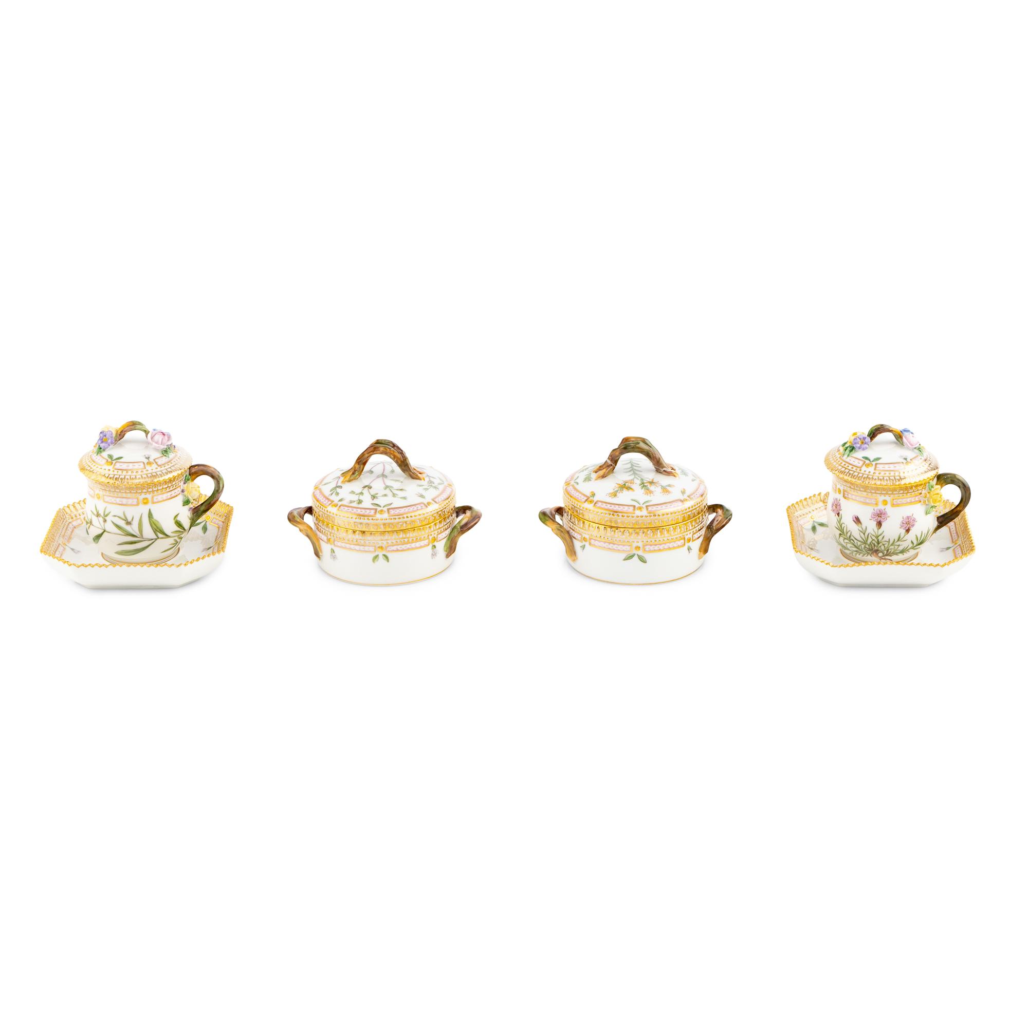 A Collection of Royal Copenhagen Flora Danica Porcelain Table Articles