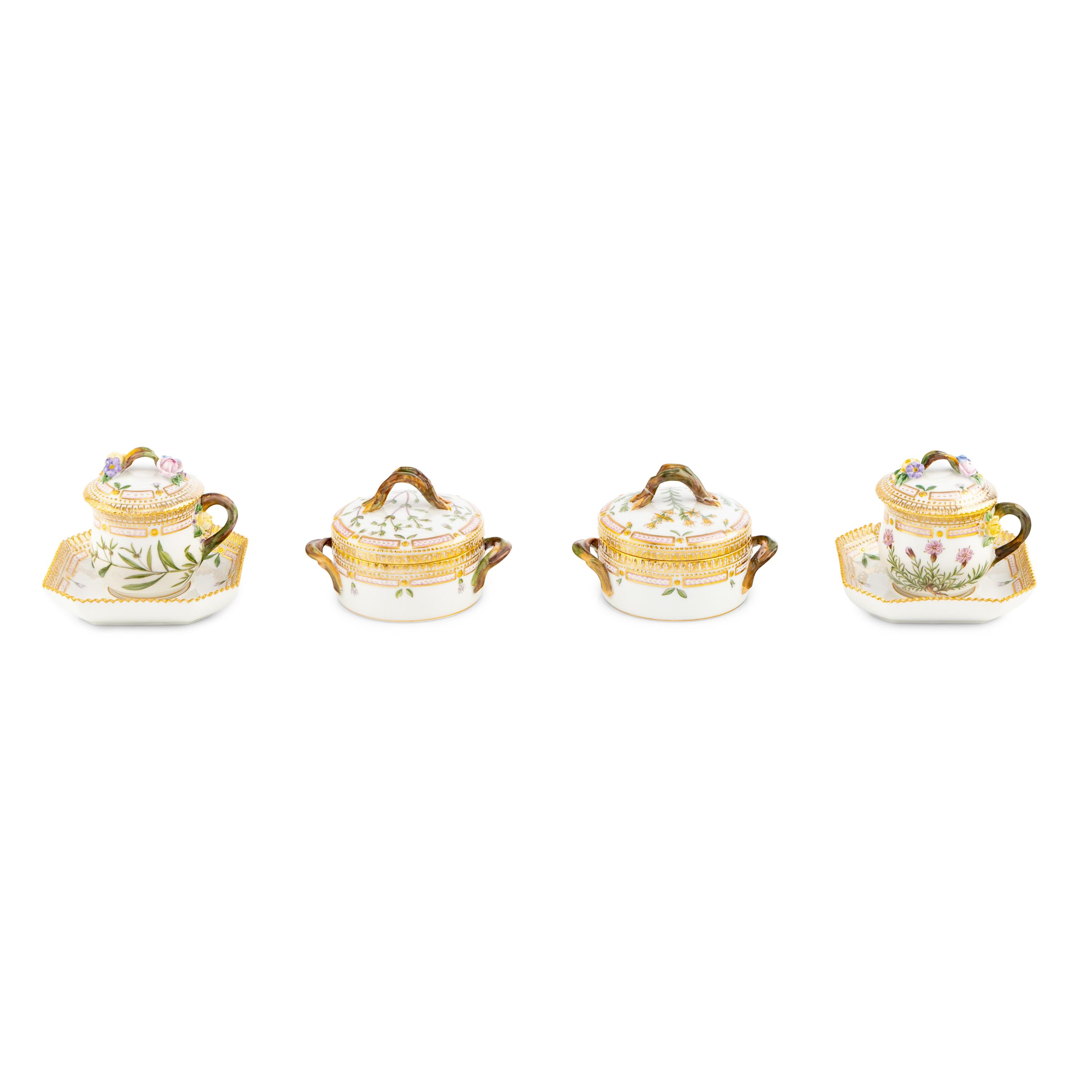 A Collection of Royal Copenhagen Flora Danica Porcelain Table Articles