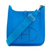 Hermès Blue Clemence Evelyne III GM Handbag, 2012 13" L x 4" W x 12" H; Strap drop: 19"- 27"