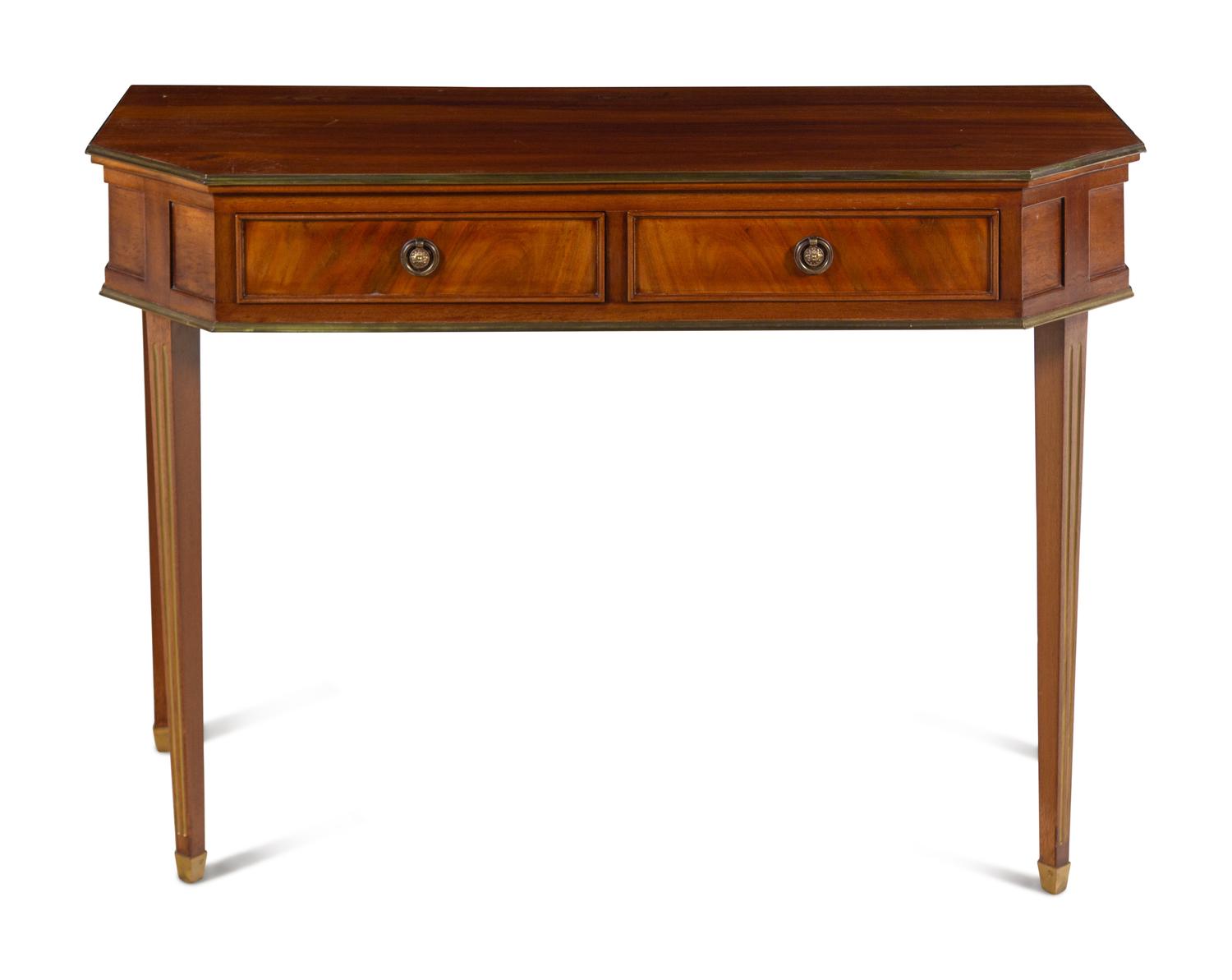 A Directoire Style Brass Mounted Mahogany Console Table