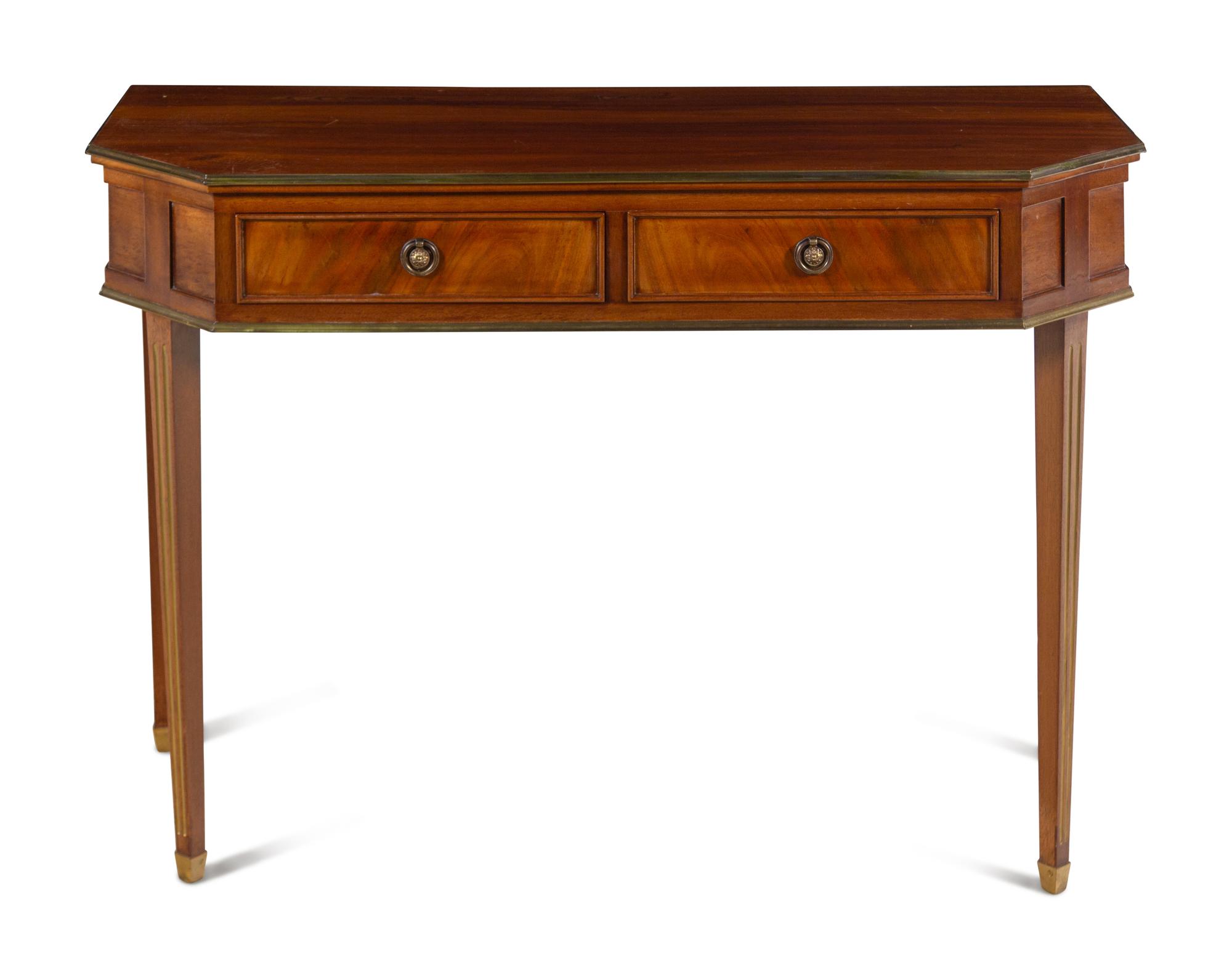 A Directoire Style Brass Mounted Mahogany Console Table