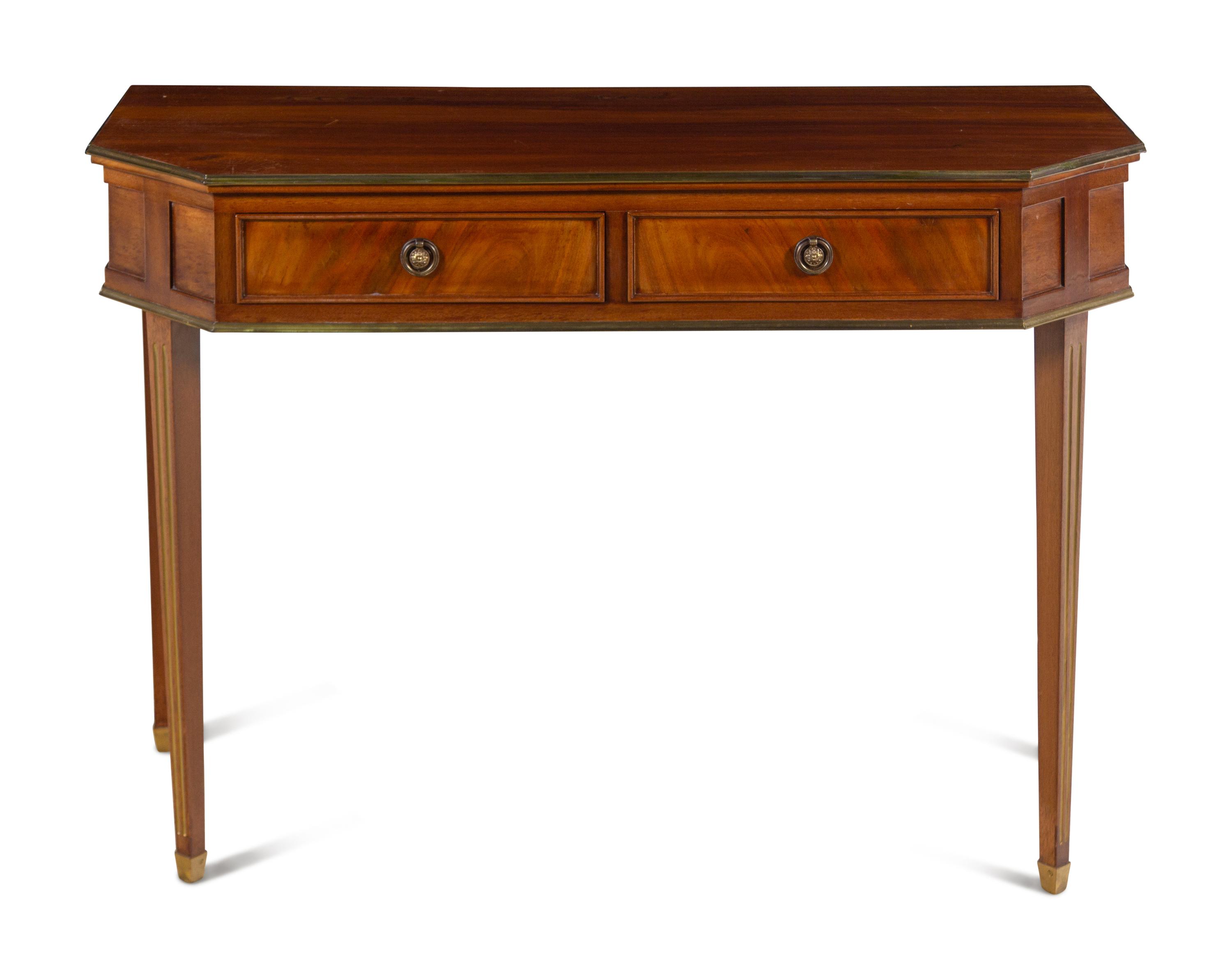 A Directoire Style Brass Mounted Mahogany Console Table