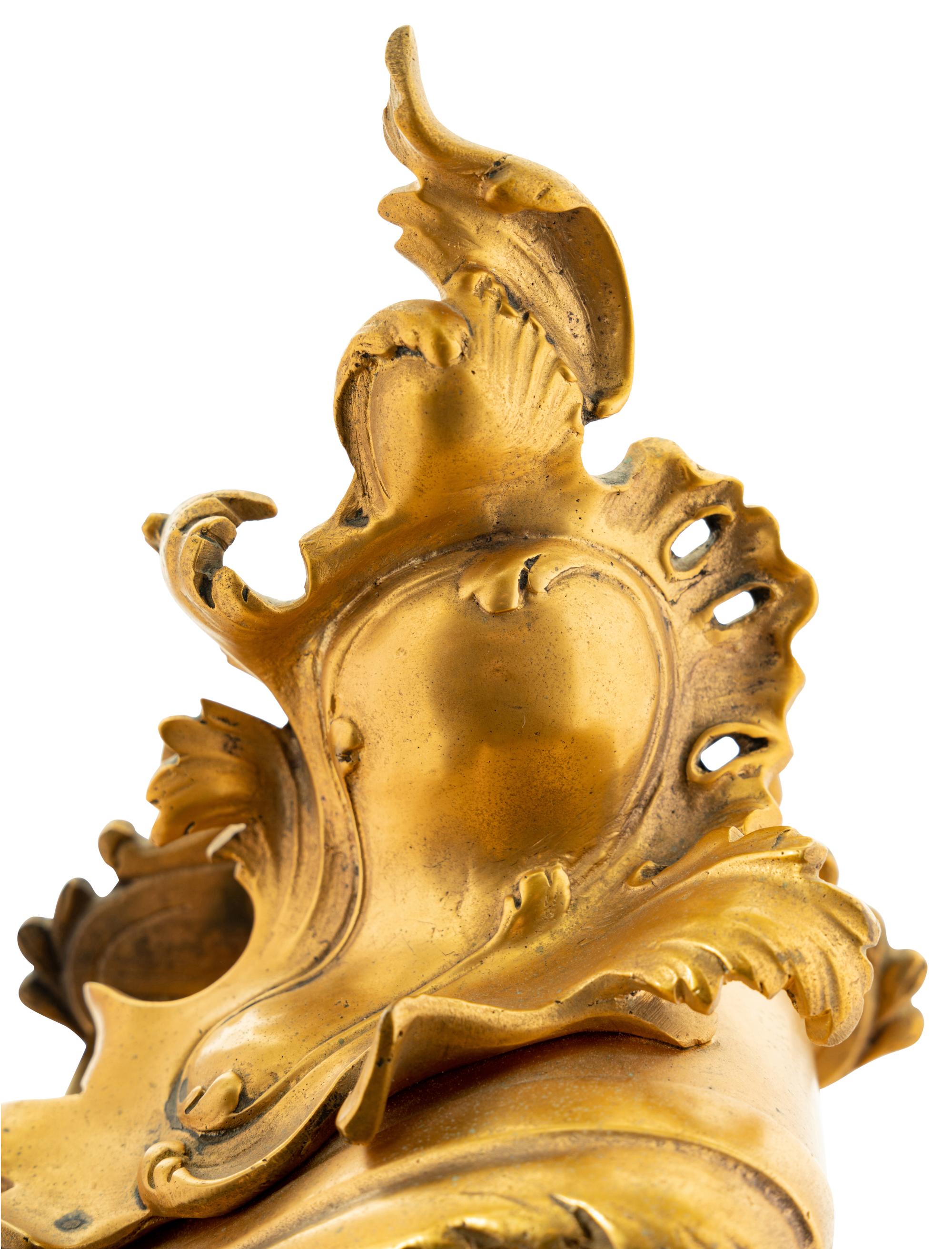 A Louis XV Style Gilt Bronze Mantel Clock