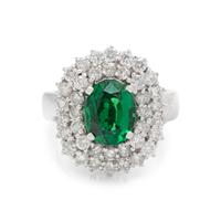 TSAVORITE GARNET AND DIAMOND RING