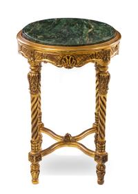Two Louis XVI Style Giltwood Tables Height of first 29 x diameter of top 21 inches. — 20TH CENTURY