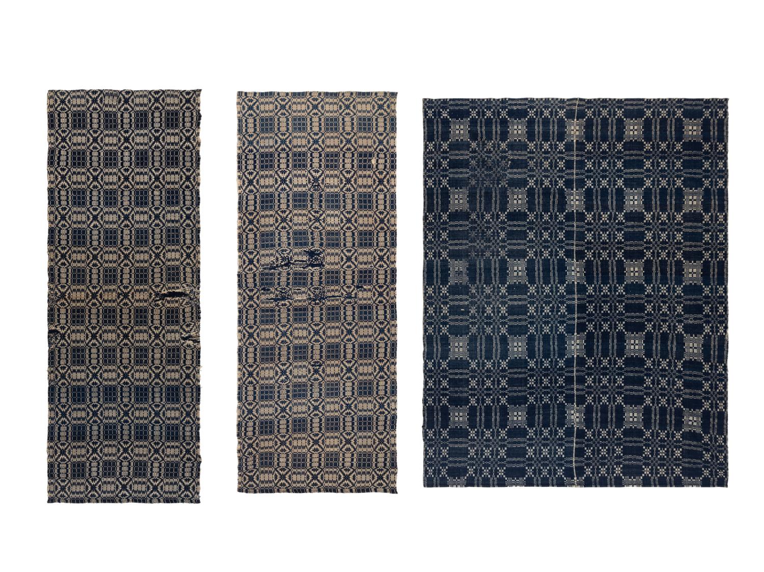 Three Cotton and Wool Jacquard Coverlets