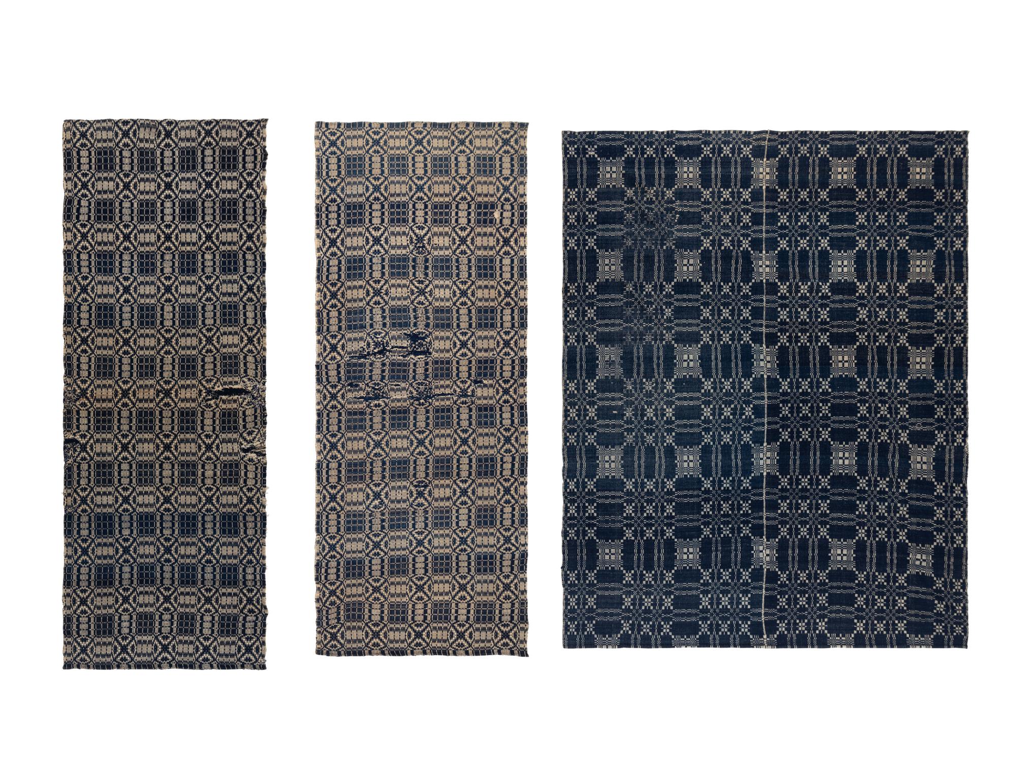 Three Cotton and Wool Jacquard Coverlets