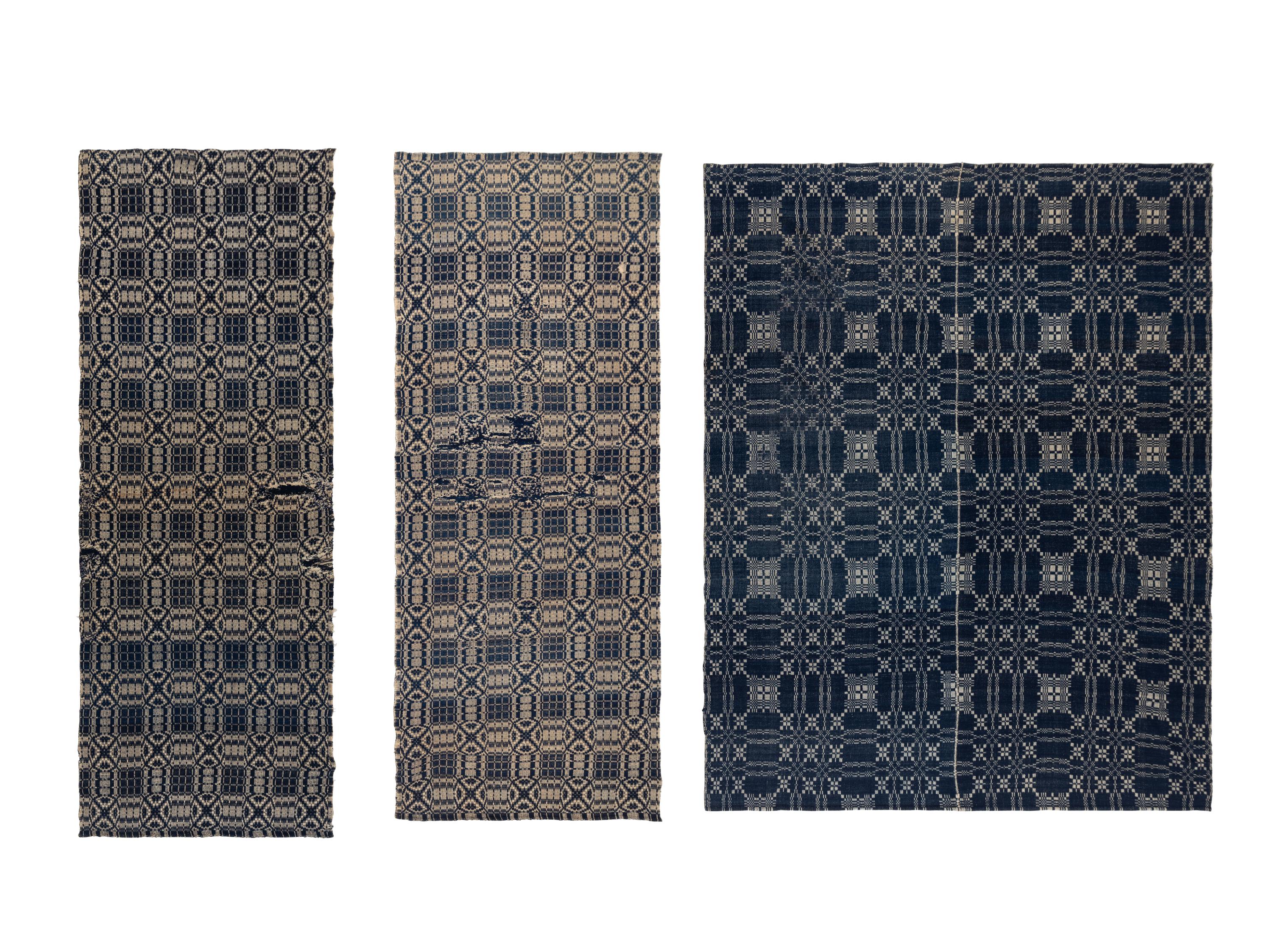 Three Cotton and Wool Jacquard Coverlets