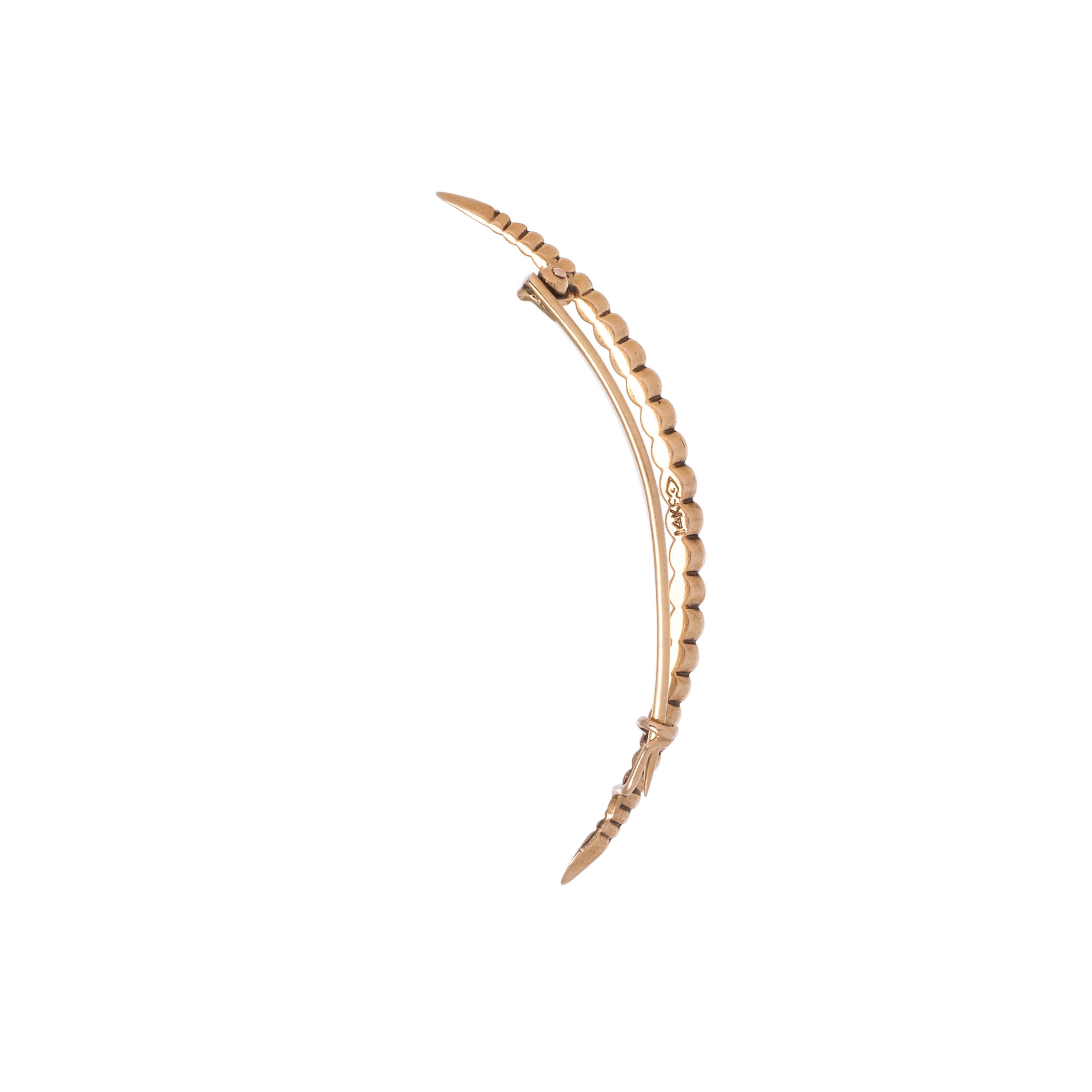 ANTIQUE, SEED PEARL CRESCENT BROOCH