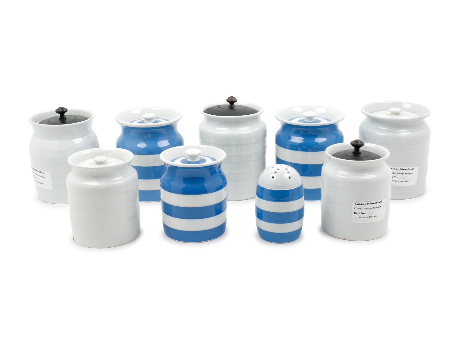 Nine Ceramic Lidded Storage Jars