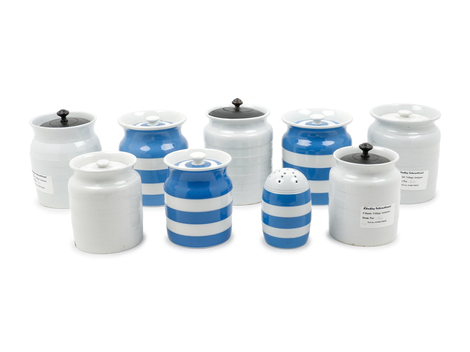 Nine Ceramic Lidded Storage Jars