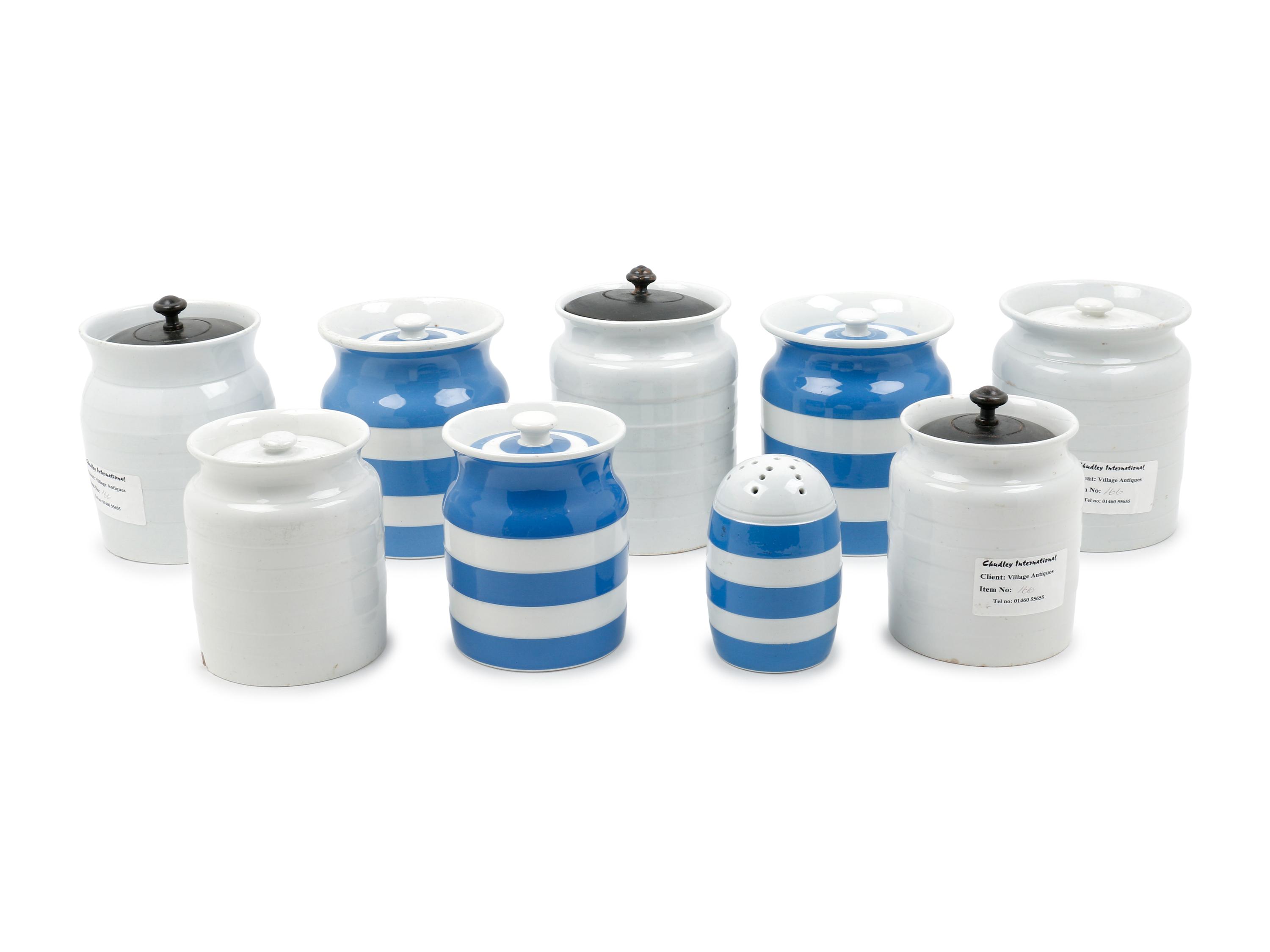 Nine Ceramic Lidded Storage Jars