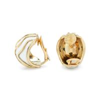 YELLOW GOLD AND ENAMEL EARCLIPS