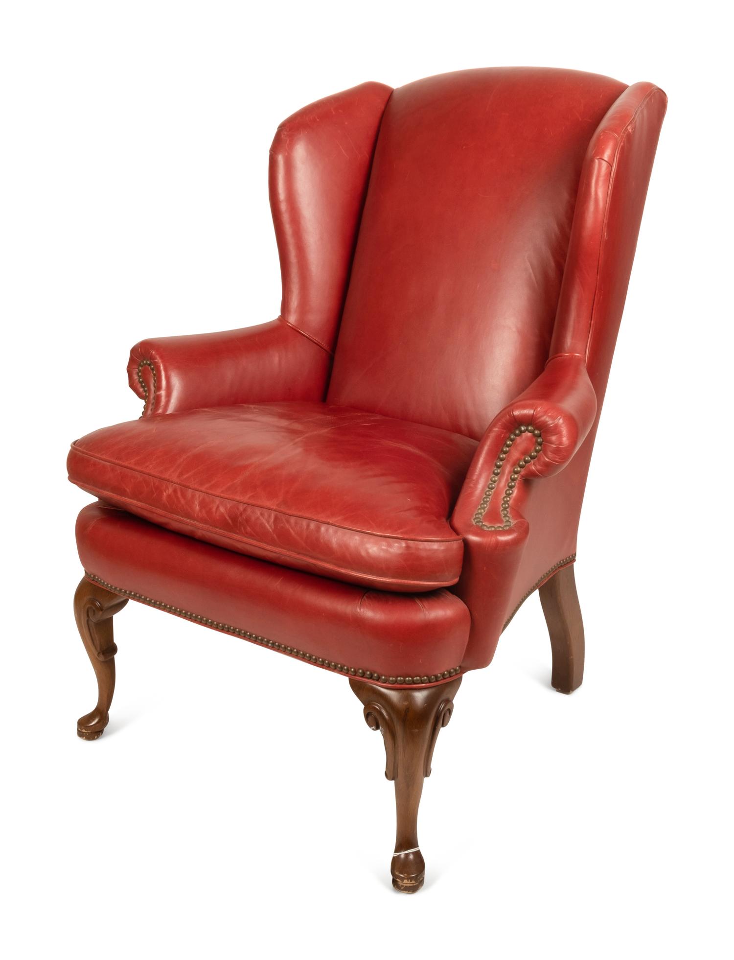 An English Faux Leather-Upholstered Armchair