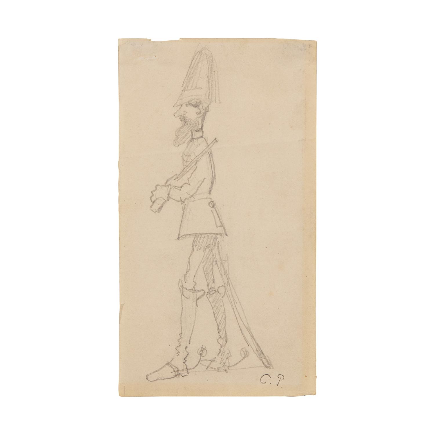 Camille Pissarro (Danish/French, 1830-1903) — Soldat Barbu de Profil