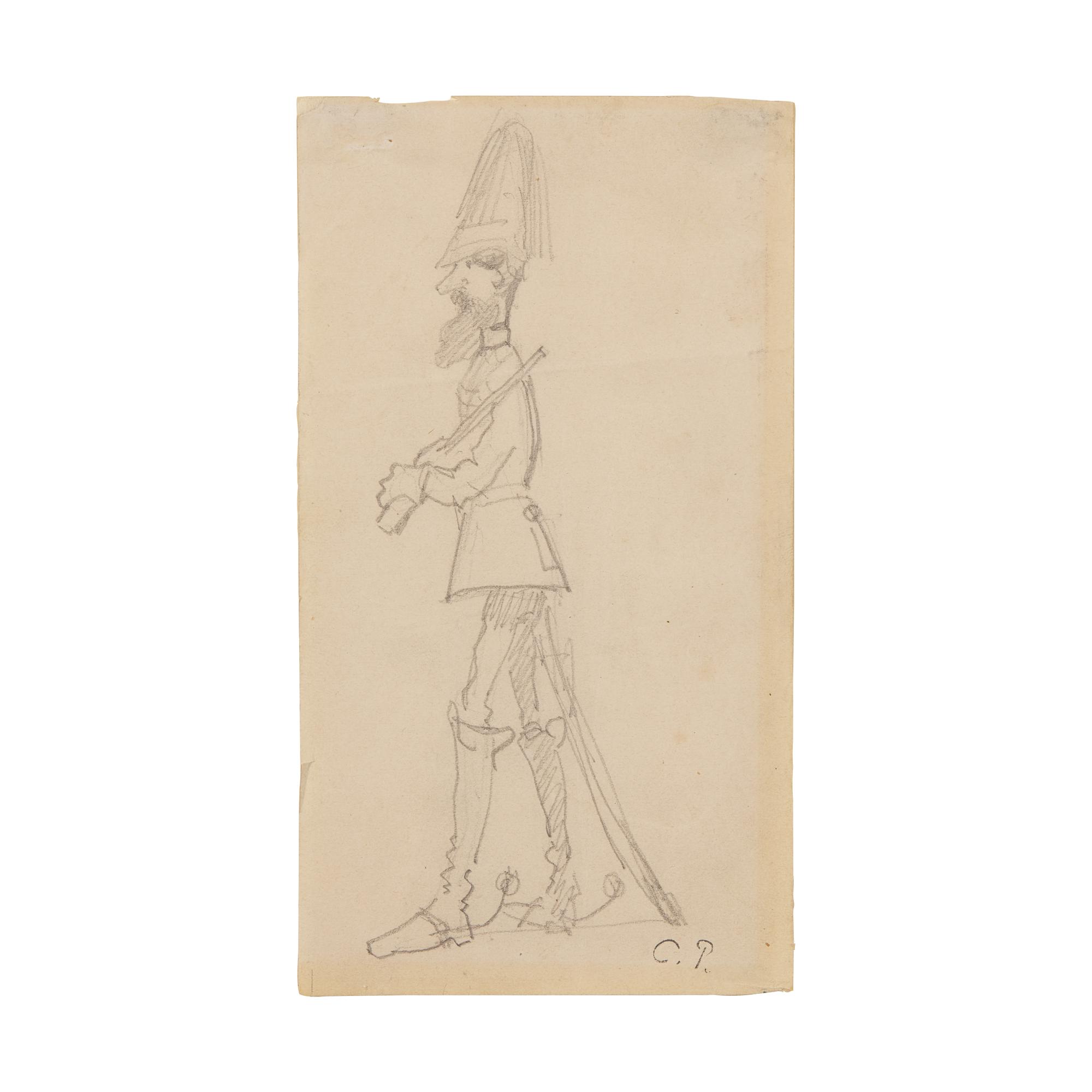 Camille Pissarro (Danish/French, 1830-1903) — Soldat Barbu de Profil