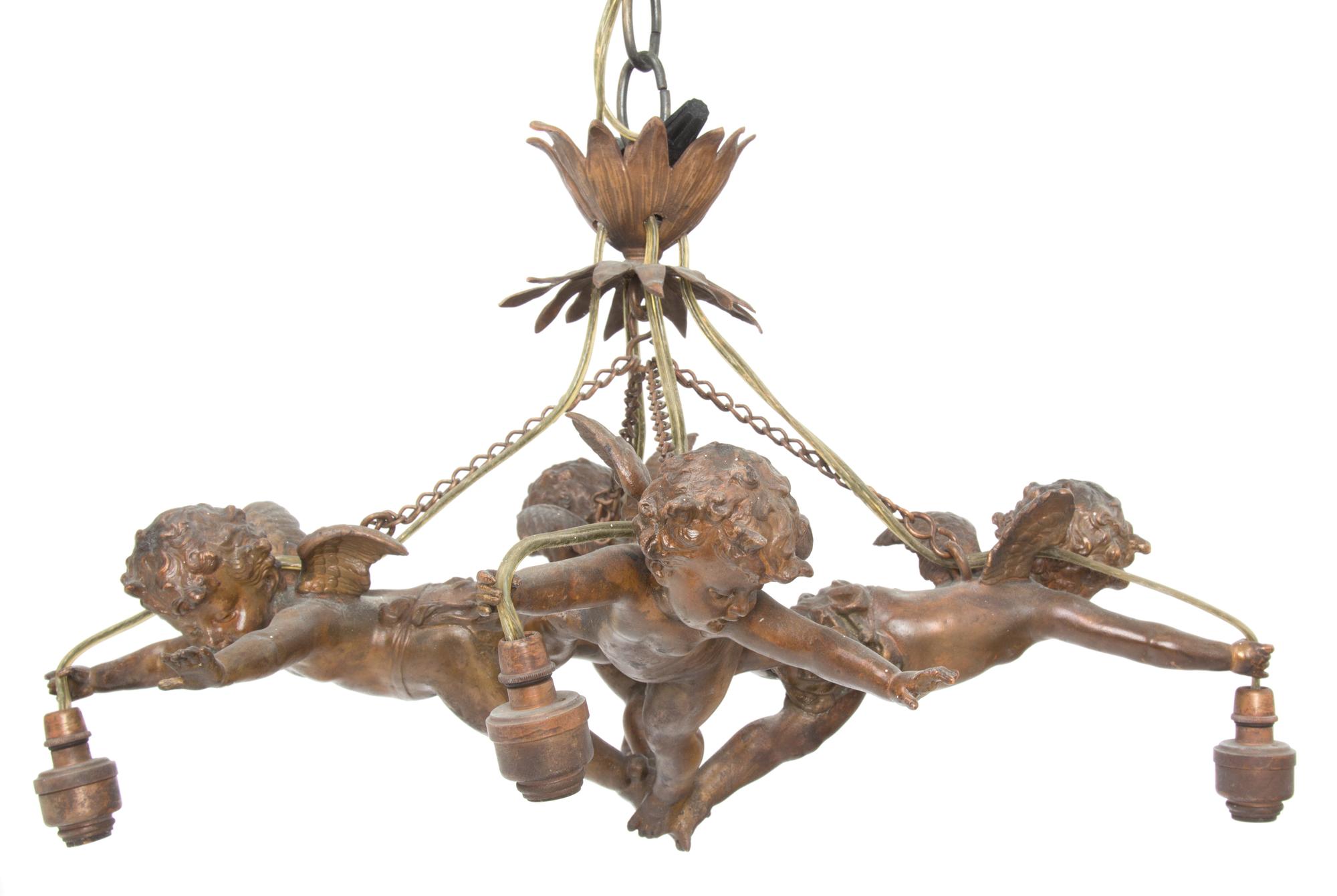 A Continental Figural Four-Light Chandelier Diameter 17 1/4 inches. — 19TH/20TH CENTURY