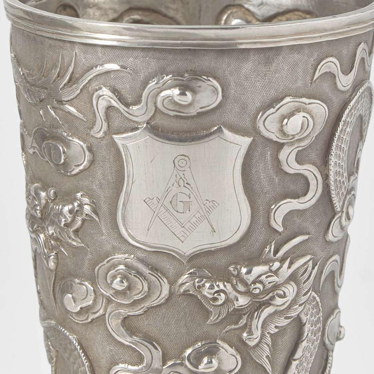 A group of three Chinese Export silver items late 19th / early 20th century